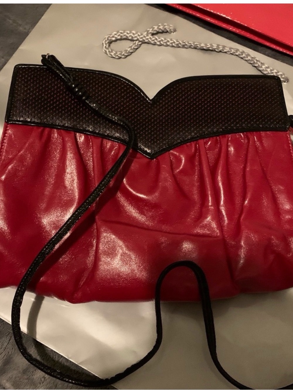 Bruno Magli Leather Red and Black Women's Shoulder Bag